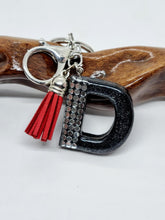 Load image into Gallery viewer, Resin Alphabet Letter Silver Bling Tassel Keychains
