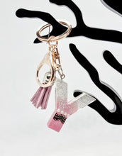 Load image into Gallery viewer, Resin Alphabet Letter Gold & Rose Gold Bling Tassel Keychains