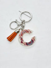 Load image into Gallery viewer, Resin Alphabet Letter Silver Paisley Tassel Keychains