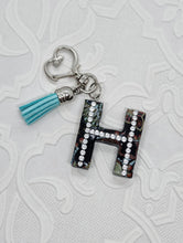 Load image into Gallery viewer, Resin Alphabet Letter Silver Paisley Tassel Keychains