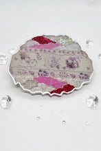 Load image into Gallery viewer, Pink & Silver Glitter Washi Tape Geode Resin Coasters