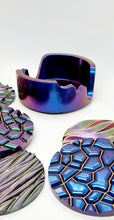 Load image into Gallery viewer, Colour Change Resin Coasters & Coaster Holder Set