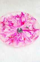 Load image into Gallery viewer, Hot Pink & White Sparkly 3D Bloom Freeform Resin Trinket Dish