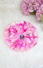 Load image into Gallery viewer, Hot Pink & White Sparkly 3D Bloom Freeform Resin Trinket Dish
