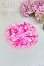 Load image into Gallery viewer, Hot Pink & White Sparkly 3D Bloom Freeform Resin Trinket Dish