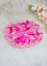 Load image into Gallery viewer, Hot Pink & White Sparkly 3D Bloom Freeform Resin Trinket Dish