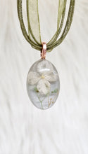Load image into Gallery viewer, Rose Gold Resin Flower Cabochon Pendant & Matching Ring
