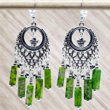 Load image into Gallery viewer, 'Mayola' Imperial Jasper Tube Bead Dangle Earrings
