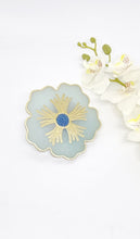 Load image into Gallery viewer, Set of 2 x Gold Peppermint & Celeste Resin Hibiscus Coasters