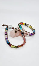 Load image into Gallery viewer, 'Tusk' Leather Boho Triple Wrap Gemstone Bead Bracelet