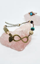Load image into Gallery viewer, 'Moneta' Silver & Bronze Leather Boho Charm Anklets