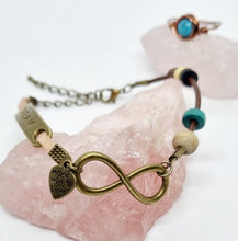 Load image into Gallery viewer, 'Moneta' Silver & Bronze Leather Boho Charm Anklets
