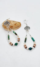 Load image into Gallery viewer, 'Pippy' Imperial Jasper & Heishi Bead Silver Charm Teardrop Earrings