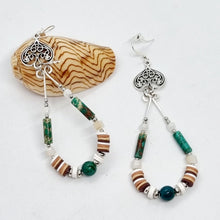 Load image into Gallery viewer, 'Pippy' Imperial Jasper & Heishi Bead Silver Charm Teardrop Earrings