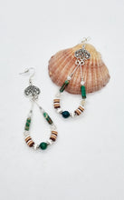 Load image into Gallery viewer, 'Pippy' Imperial Jasper & Heishi Bead Silver Charm Teardrop Earrings