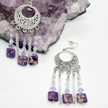 Load image into Gallery viewer, 'Felina' Silver Charm Imperial Jasper Dangle Earrings
