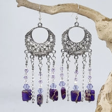 Load image into Gallery viewer, 'Felina' Silver Charm Imperial Jasper Dangle Earrings