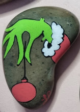 Load image into Gallery viewer, Set of 3 x Grinch Hand-Painted Kindness Rocks