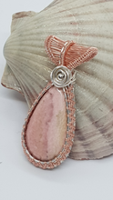 Load image into Gallery viewer, Silver & Rose Gold Wire Wrapped Pink Rhodochrosite Cabochon Pendant