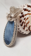 Load image into Gallery viewer, Silver Rosette Larimar Cabochon Pendant