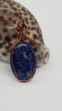 Load image into Gallery viewer, Antique Copper Wire Wrapped Sodalite Cabochon Pendant