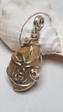 Load image into Gallery viewer, Silver Freeform Yellow Tumbled Beach Stone Pendant