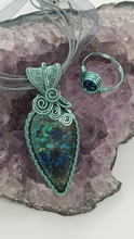 Load image into Gallery viewer, Blue Azurite Cabochon Pendant & Matching Blue Ring