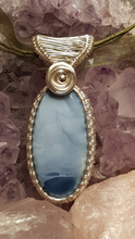 Load image into Gallery viewer, Silver Rosette Larimar Cabochon Pendant