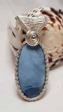 Load image into Gallery viewer, Silver Rosette Larimar Cabochon Pendant