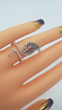 Load image into Gallery viewer, Silver & Rose Gold Adjustable Leaf Ring