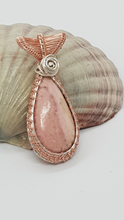 Load image into Gallery viewer, Silver & Rose Gold Wire Wrapped Pink Rhodochrosite Cabochon Pendant