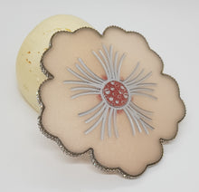 Load image into Gallery viewer, Set of 2 x Pearl Lemonade Pink & Silver Bling Rhinestone Hibiscus Resin Coasters