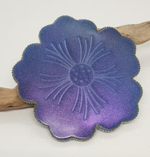 Load image into Gallery viewer, Set of 2 x Purple Violet Holographic Bling Rhinestone Hibiscus Resin Coasters