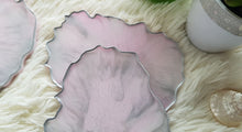 Load image into Gallery viewer, Pink & Silver Marble Geode Resin Coasters