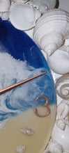 Load image into Gallery viewer, Ocean Beach Resin Clock Featuring A Border of White & Pearl Seashells
