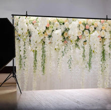 Load image into Gallery viewer, Floral Birthday Party Banner & Wedding Backdrop Hire