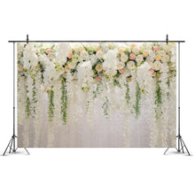 Load image into Gallery viewer, Floral Birthday Party Banner & Wedding Backdrop Hire