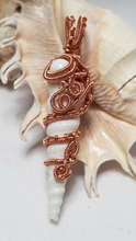 Load image into Gallery viewer, Copper Swirly Pearl Turret Seashell Pendant