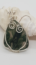 Load image into Gallery viewer, Silver Green Moss Agate Cabochon Pendant