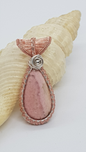 Load image into Gallery viewer, Silver & Rose Gold Wire Wrapped Pink Rhodochrosite Cabochon Pendant