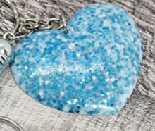 Load image into Gallery viewer, Resin Love Heart Silver Tassel Keychains