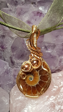 Load image into Gallery viewer, Gold Beaded Ammonite Fossil Pendant