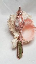 Load image into Gallery viewer, Rose Gold Crazy Lace Agate Cabochon & Unakite Crystal Double Dangle Pendant
