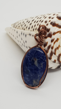 Load image into Gallery viewer, Antique Copper Wire Wrapped Sodalite Cabochon Pendant