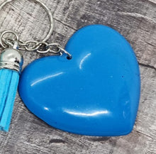 Load image into Gallery viewer, Resin Love Heart Silver Tassel Keychains