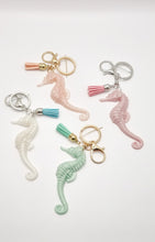 Load image into Gallery viewer, Sparkly Resin Seahorse Tassel Keychains
