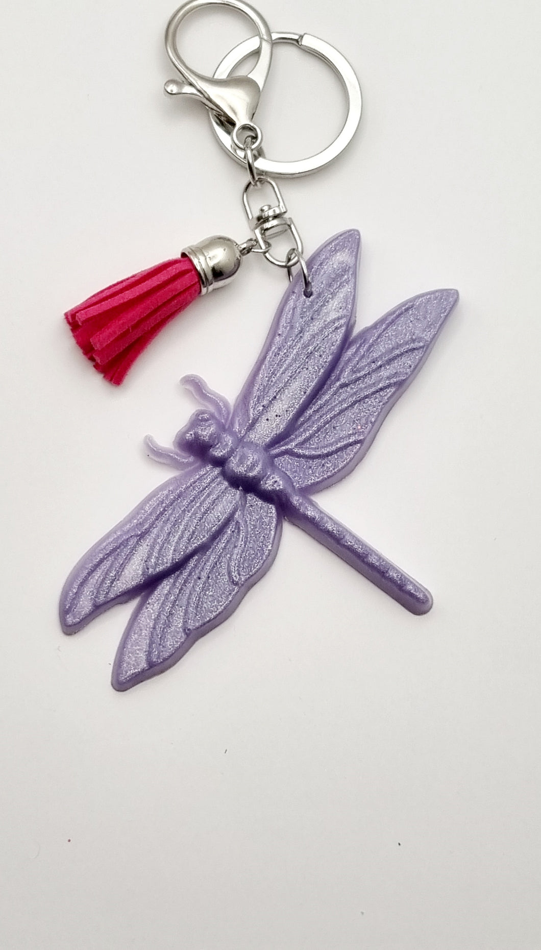 Sparkly Resin Dragonfly Tassel Keychains