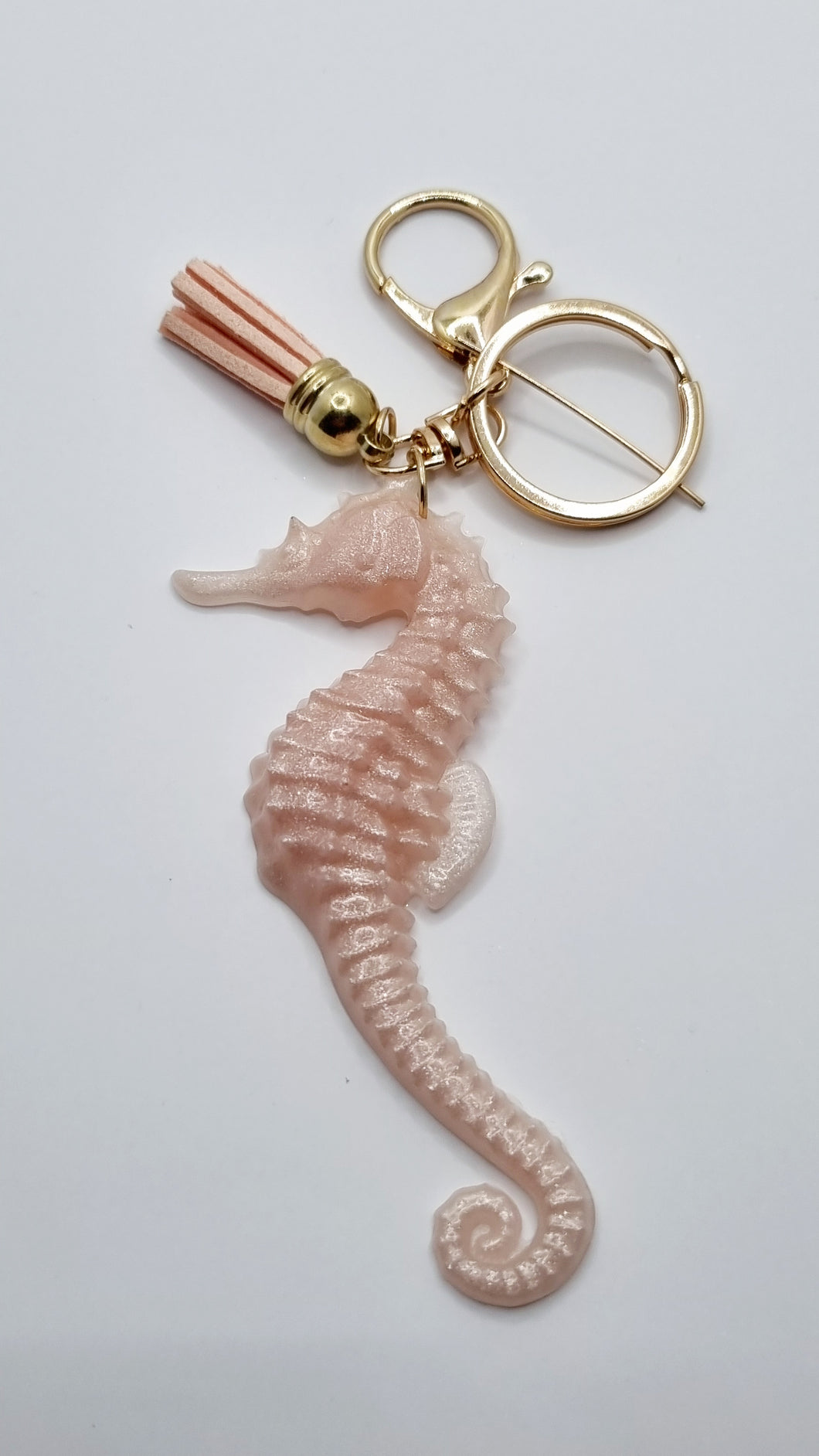 Sparkly Resin Seahorse Tassel Keychains