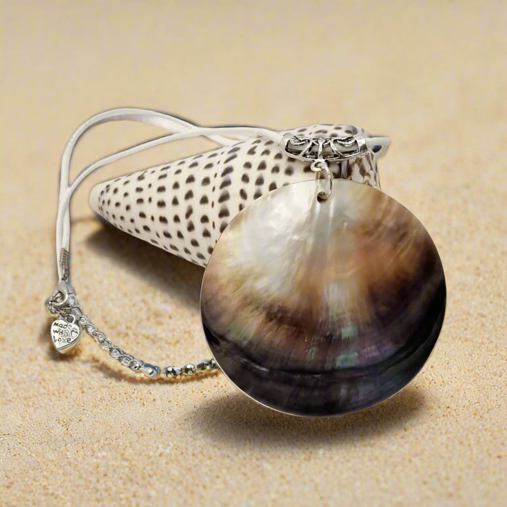 Large Round Mother of Pearl Seashell Pendant