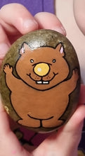 Load image into Gallery viewer, Set of 2 x Cute Mermaid &amp; Cute Wombat Hand Painted Kindness Rocks
